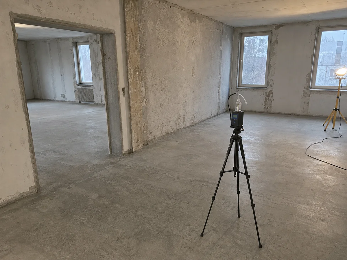 Freimessung mit Luftmessgerät im sanierten Raum